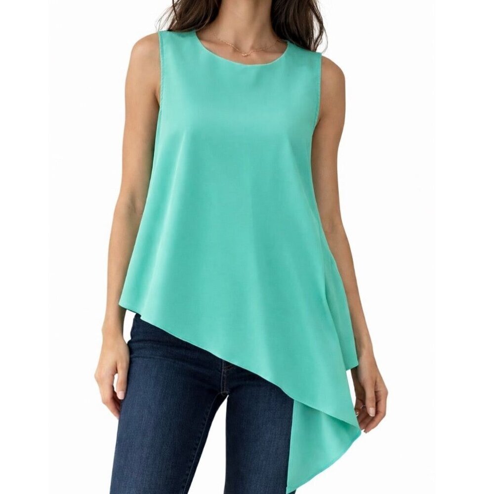 The Limited asymmetrical green sleeveless tank top flowy SZ LG
